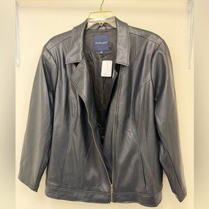 Studio Park X Ali Carr Plus Women’s Faux Leather Moto Jacket Black 4X